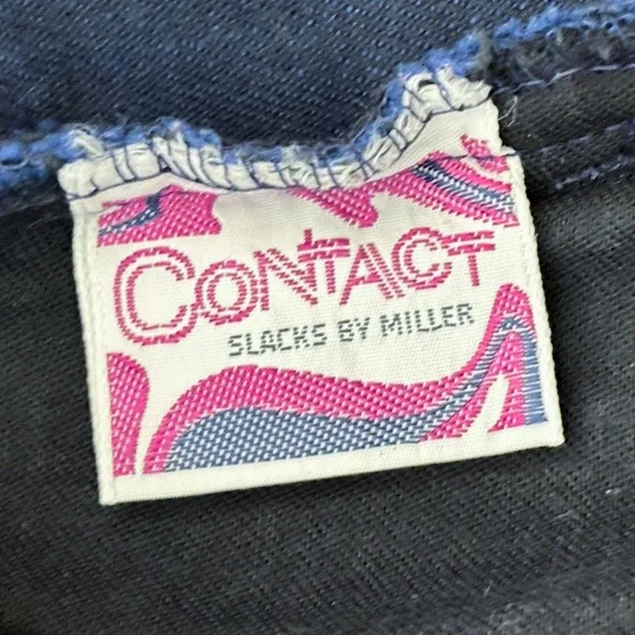 VTG 70s Bright Blue‎ Flare Bell Bottom Pants Womens XS Disco Hippie Contact - Picture 6 of 7